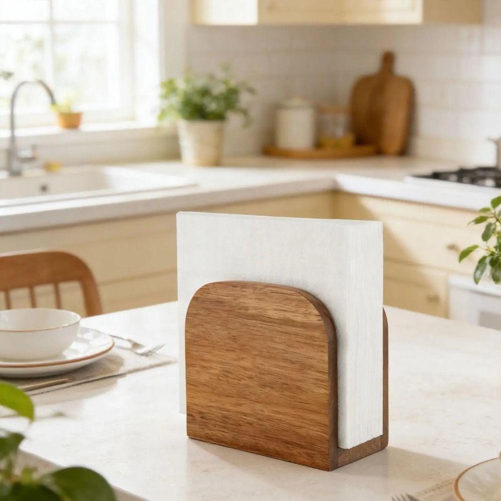 Upright Design Napkin Storage Racks Solid Wood Wood Paper Box Desktop Tissue Organizer  Cafe Bar