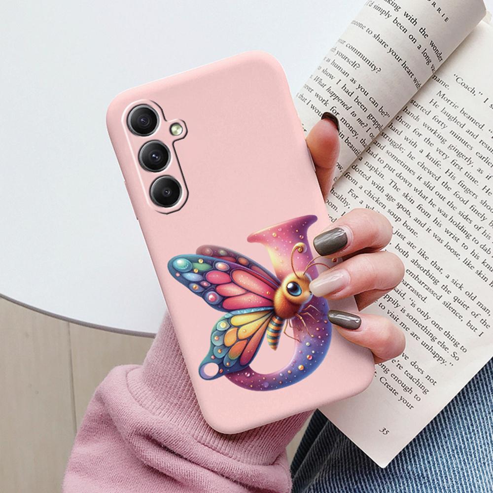 Phone Case For Samsung Galaxy A15 A25 A35 A55 A13 Colorful Letter Love Flower Butterfly Women INS Shell Fundas Bumper Soft Cover