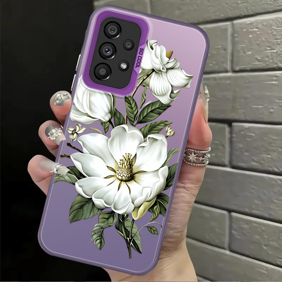 Phone Cover Case for Samsung Galaxy A35 A31 A24 A25 A26 A21s A23 A34 A17 A20s A13 A14 A12 A15 A16 Flowers Silicone