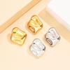Baroque Geometric Square Stainless Steel Earrings: Metallic Irregular Cube Studs