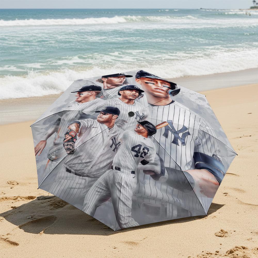 1 PC Automatic Folding Umbrella-New York Yankees Pattern, Portable & Foldable Design with 8 Ribs, Christmas Birthday Gifts