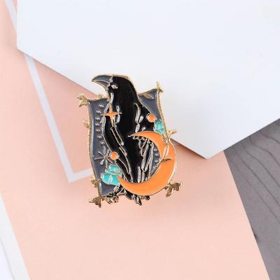 Punk Bag Brooches Gothic Bird Feather Crow Raven Badges Cartoon Badges Metal Brooch Enamel Pin