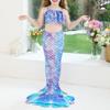 3Pcs Girls Mermaid Tail Swimsuit Children Memaid Swimwear Bikini Bathing Suit Halloween Costume Princess Beach Party Clothing