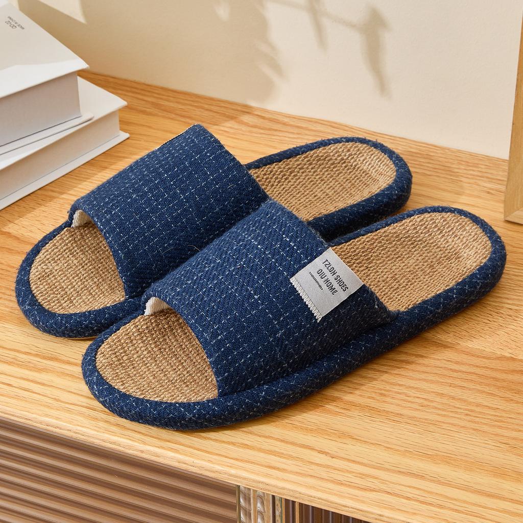 Damen Hausschuhe Leinenstoff Schlappen Bequeme Rutschfeste Hausschuhe Atmungsaktive Herren Freizeit Hausschuhe