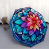 1pc Stained Glass Mandala Automatic Open/Close Umbrella, Portable Folding Umbrella, Compact Travel Umbrella for024