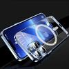 Luxusní pouzdro na telefon s magnetickým kovovým rámem pro iPhone 14 13 12 Pro Max Full Lens Glass Cover Matný průhledný zadní kryt