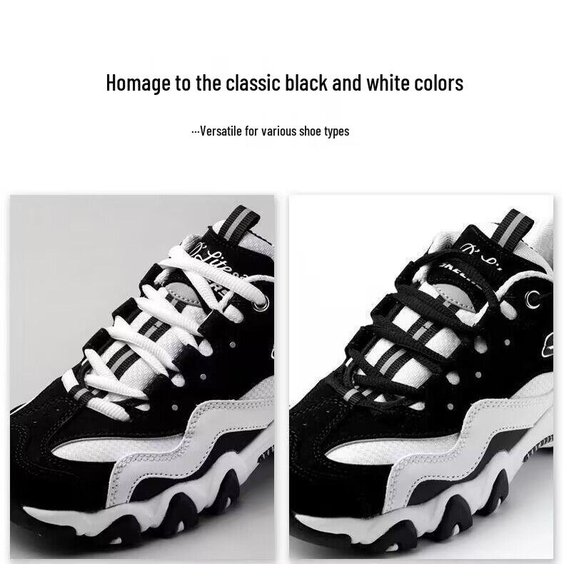 Dr. Martens Black & White Dad Sneakers with Semi-Circular Rope Round Shoelaces