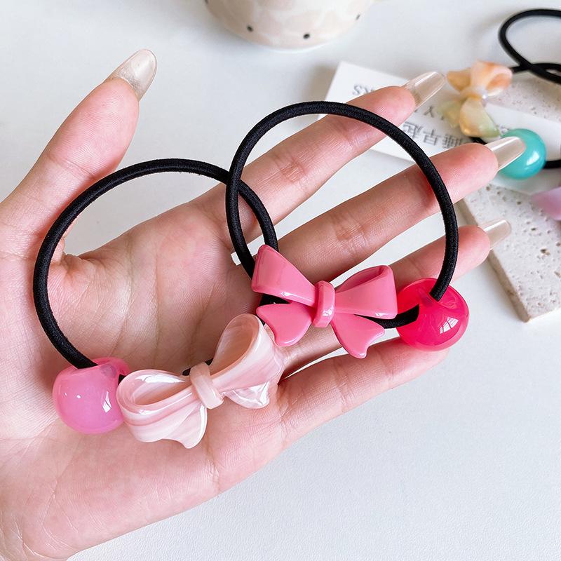 Cute Bowknot Rubber Band Fashion High Elastic Hairband Headband For Women Ponytail Hair Ring Loop Hair Accessories Girls Headwear