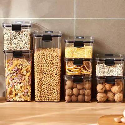 Bocaux hermétiques Organisateur de rangement pour céréales de cuisine Grand réservoir Boîte de rangement en plastique étanche à l'humidité Ensemble de pots à épices ménagers