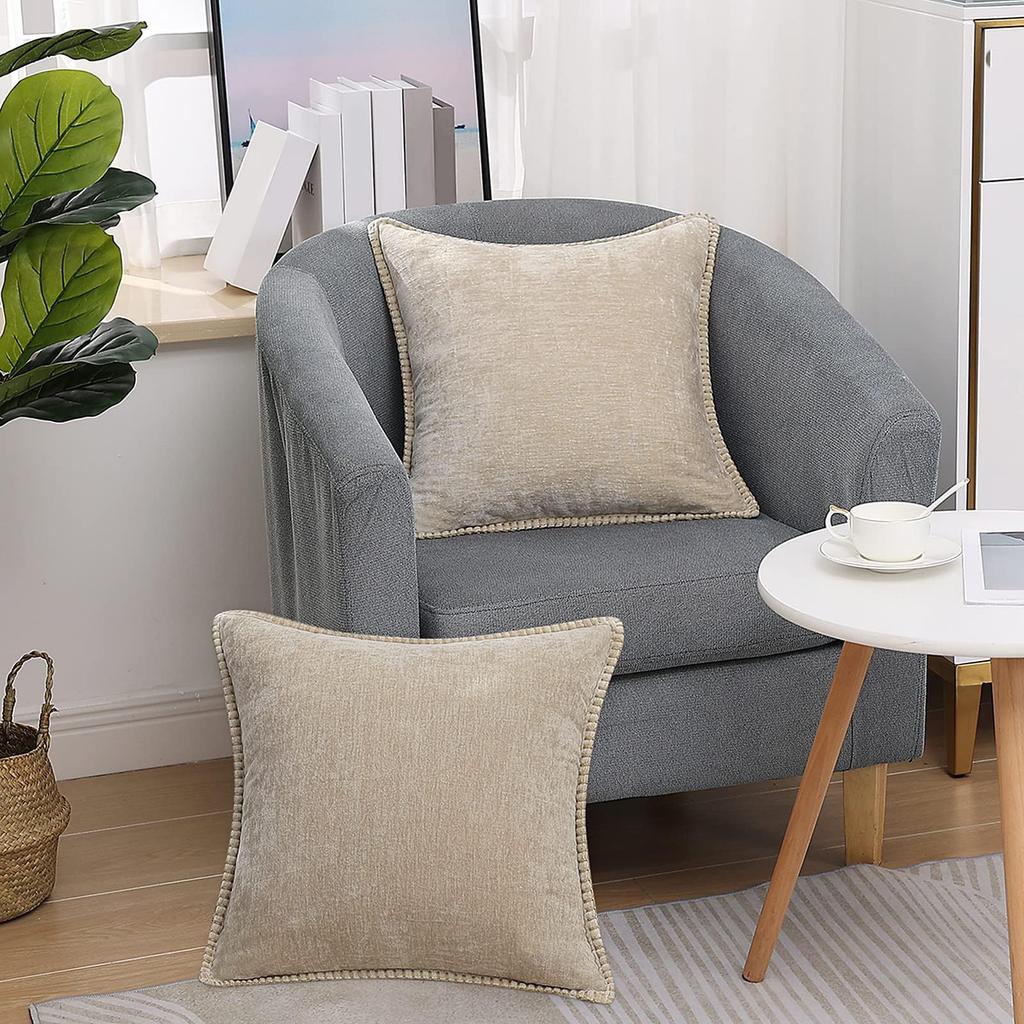Soft Throw Pillow Covers Velvet Decorative Pillow Covers with Stitched Edge For Couch Sofa Bed