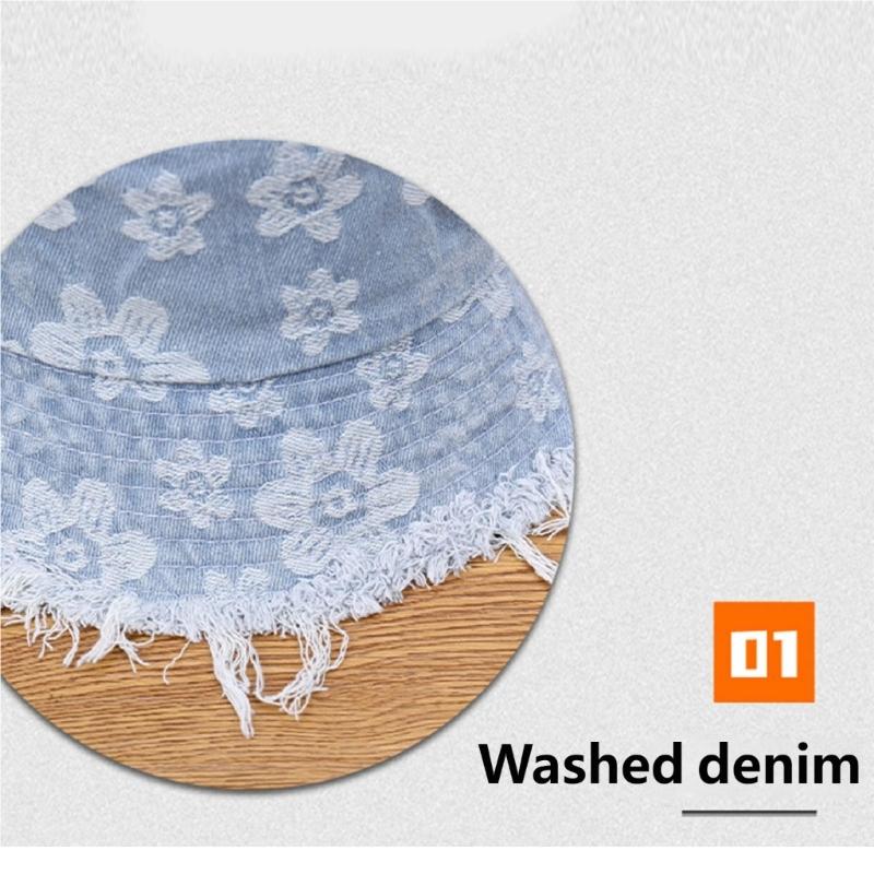 Stylish Distressed Trim Flower Print Fisherman Hat Breathable Bucket Hat for Spring Autumn Daily Outfit Fashion Headwear