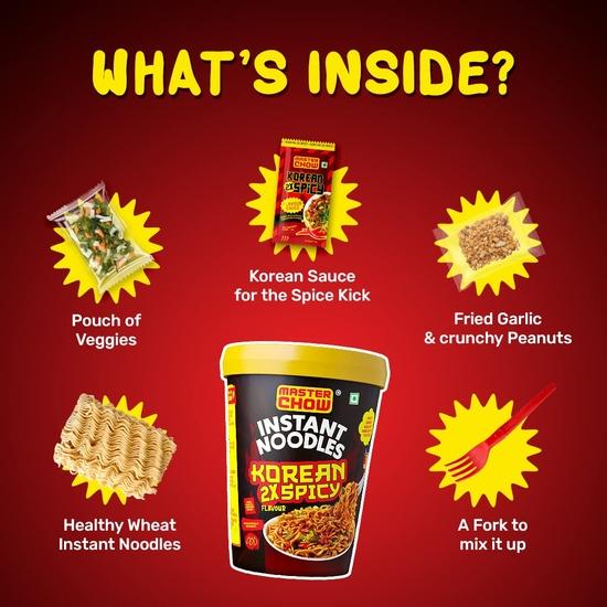 Masterchow Instant Cup Noodles - Korean 2X Noodles | Pack of 4 | 100G each