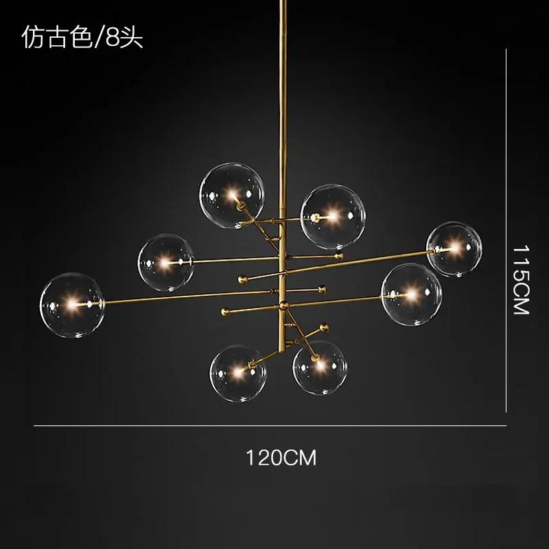 Gold or Black LED Chandeliers Modern Nordic  Clear Glass Ball Chandelier Lighting Living Room Restaurant Bedroom Hanging Lamp