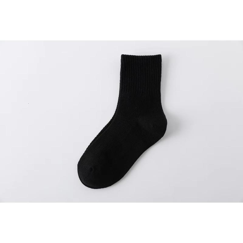 1Pair Children's Socks Spring Summer Thin Mesh Breathable Boys Girls Middle Tube Cotton Socks Black White Grey Student Sports Socks