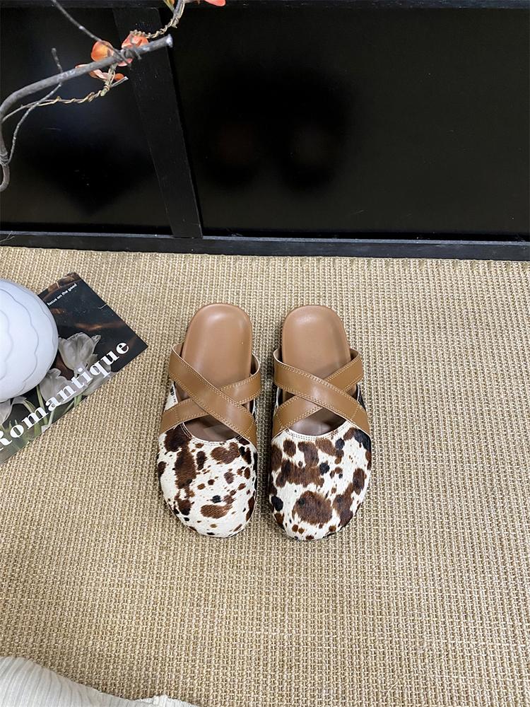 Fashion Baotou Slippers Women 2025 Spring New Summer Women Cork Slippers Buckle Non-slip Casual Shoes Thick Bottom Flat Slides Summer