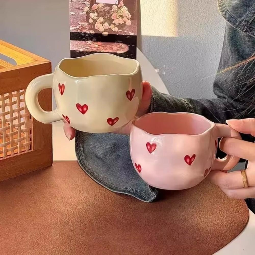Romantische Keramik-Kaffeetasse 400ml Herz-Wasserbecher Mehrzweck-Teetasse Für Paare