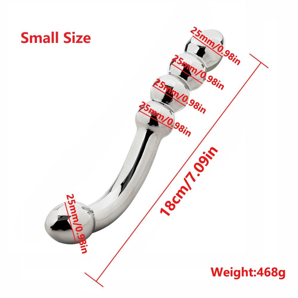 Stainless Steel Double Fake Dildo G Spot Anal Beads Butt Plug Metal Heavy Dildo Anal Plug Vaginal Female Sex Toy Women