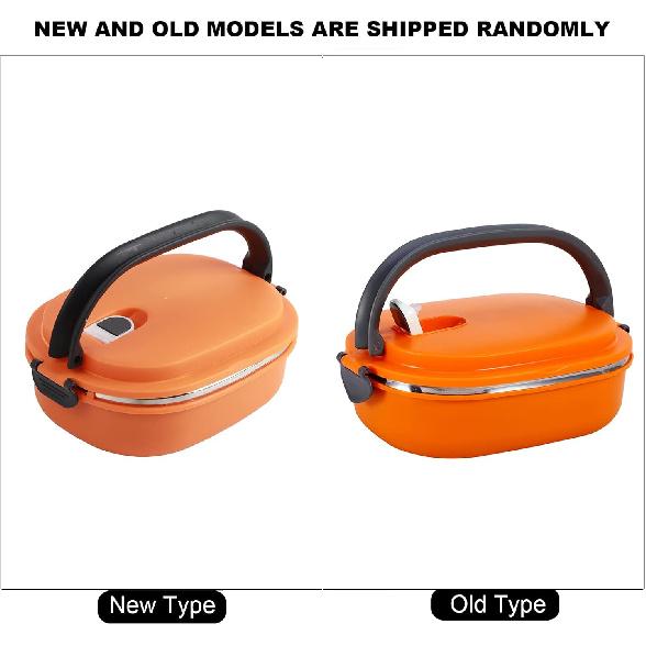Walfront Stainless Steel Thermal Lunch Box Insulated Food Container 1-Layer Orange Box