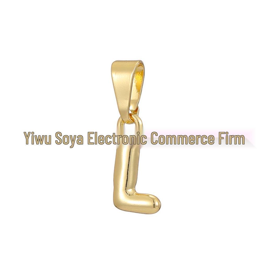 18k Gold-Plated Brass Mini Bubble Letter Pendant Necklace, DIY Personalized with 26 English Letters.