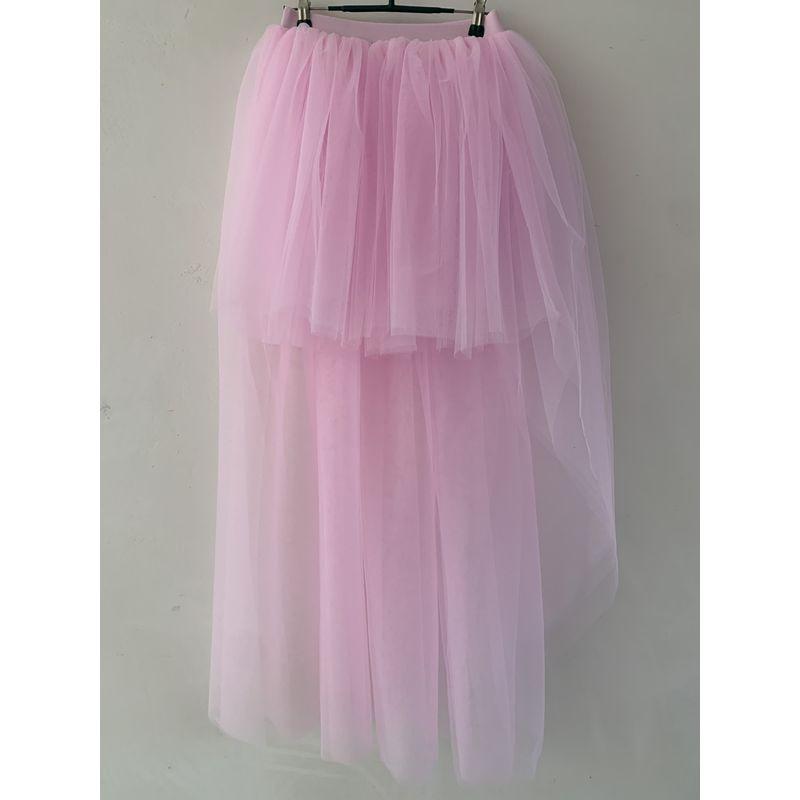 

Solid Color Elastic Waist Irregular Skirt Pure Color Elastic Waist Skirt Female Pink XL