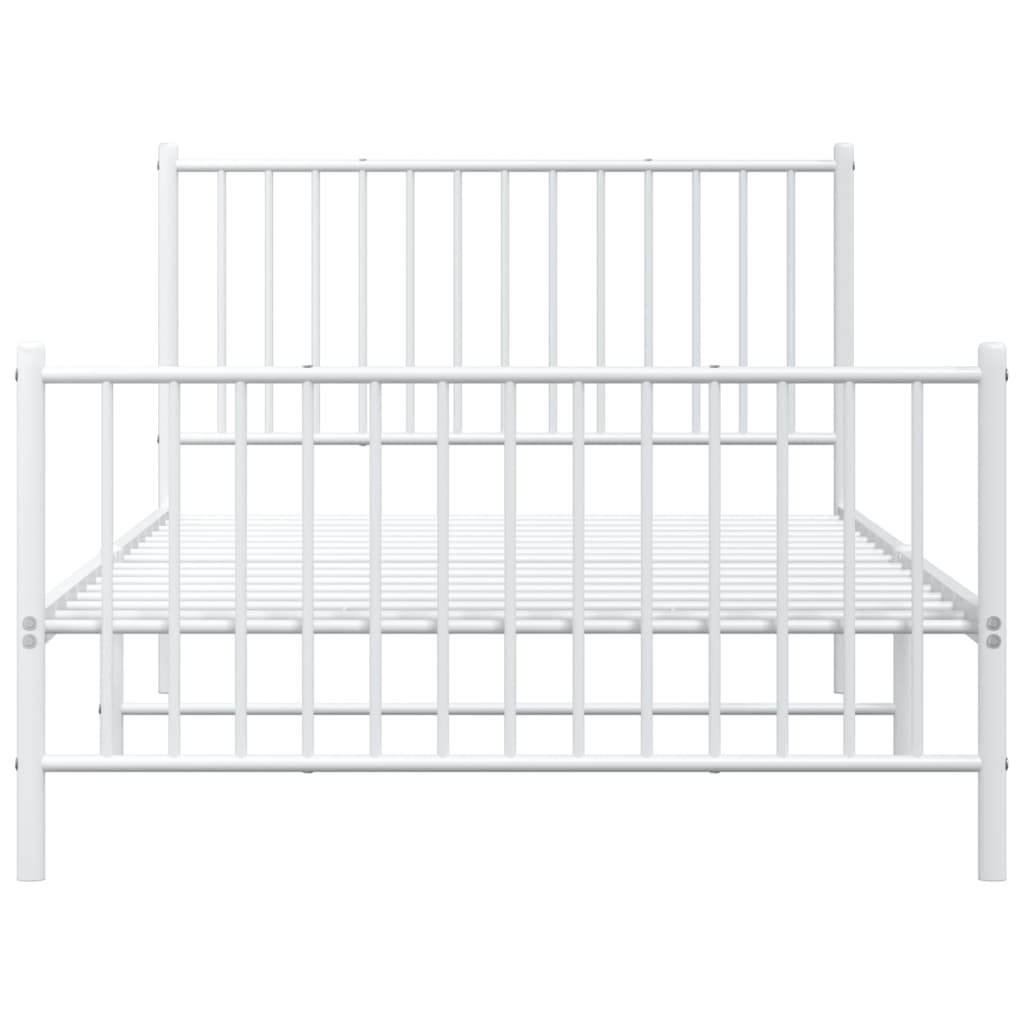 Metal Bed Frame with Headboard and Footboard White 107 x 203 cm