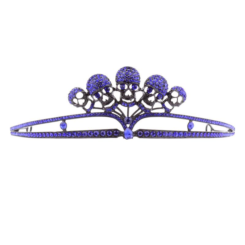 Gothic Black Skull Queen Crown Headband - Halloween Costume Accessory