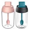 Transparent Kitchen Supplies Glass Spice Jar For Salt Sugar Pepper Powder With Spoon Plastic Seasoning Bottle Salt Storage Box