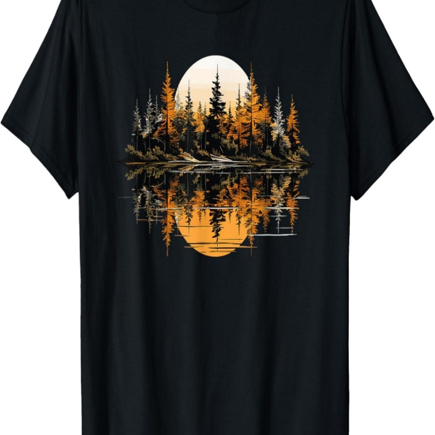 Nature Reflection Forest Trees Outdoor Wildlife T-Shirt(15) S чёрный