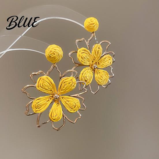 Long Earrings 1 Pair Women Drop Flower-Shaped Sweet Stud Delicate