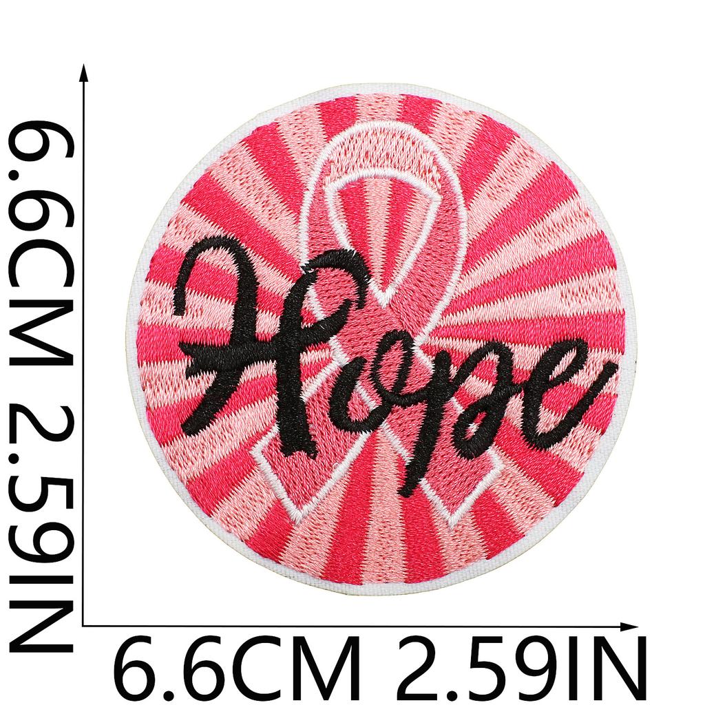 Health Day Embroidery Sticker Caring For Women Zhang Zai Computer Embroidery Label Clothes Bag Decoration Pink Ribbon Patch Sticker