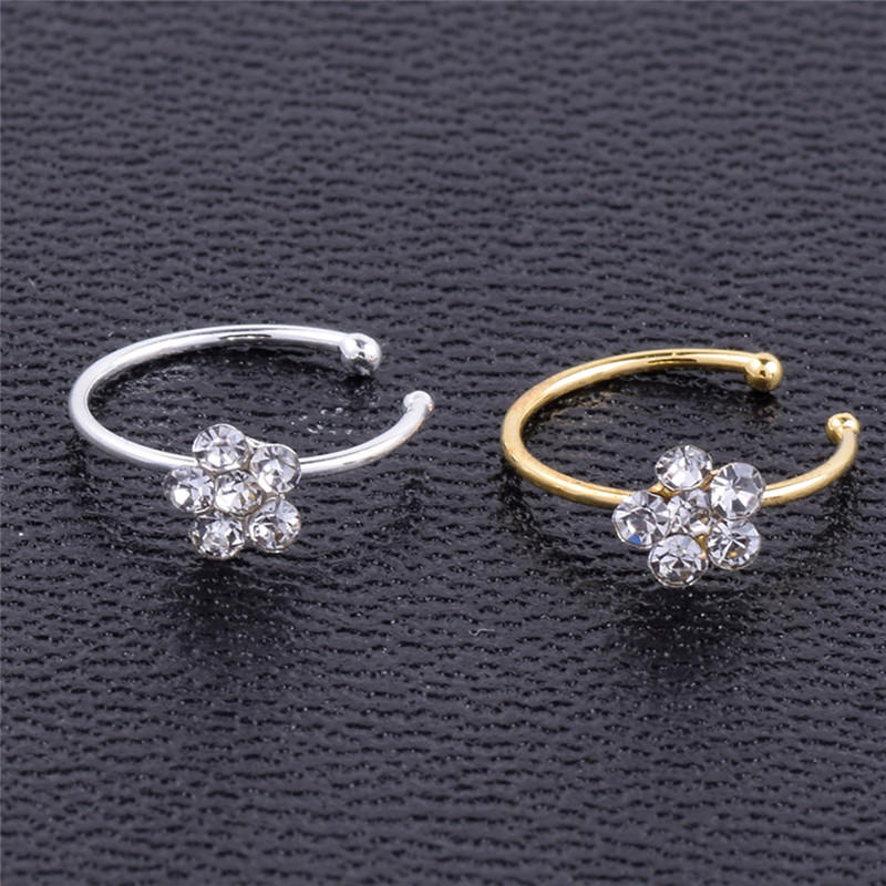 1Pc Small Thin Clear  Flower Nose Ring Charm Nose Ring Jewelry