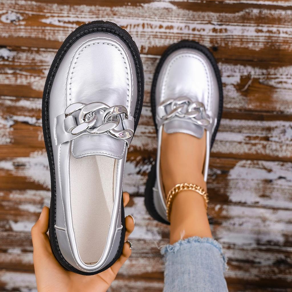 Fashion Spring and Autumn Fashion Women's Shoes 2024 New Solid Color Round Toe Square Heel Casual Slip-on Medium Heel Women's Shoes