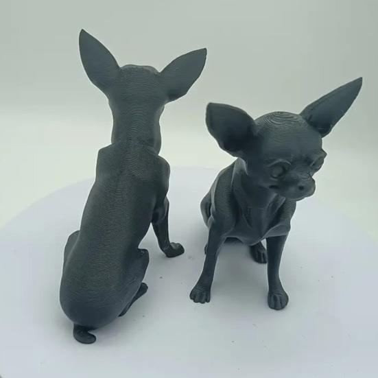 3D Printed Chihuahua Figurine, Modern Black Dog Statue, Plastic Puppy Sculpture for Desk Decoration, Gift for Pet Lovers