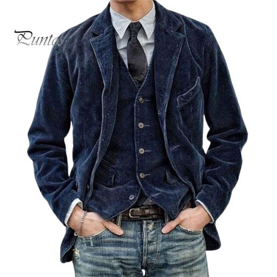 

Ретро вельветовое пальто с лацканами, длинный рукав, однобортный повседневный пиджак с карманами, однотонный свободный крой, деловая верхняя одежда 2XL темно-синий