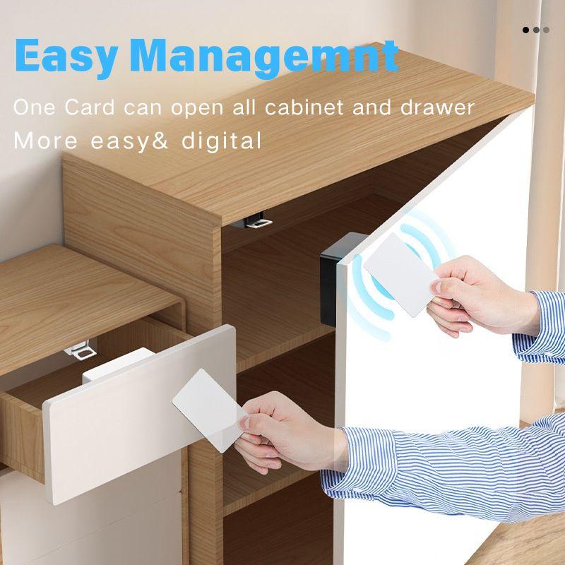 Smart Drawer Lock Invisible Electronic RFID IC Keyless Sensor Unlock Easy-to-Install Intelligent Cabinet Lock Anti-Theft Feature