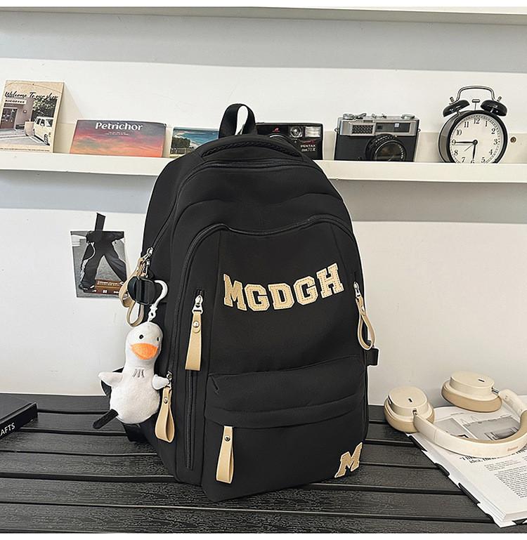 

Large Capacity Student Backpack With Letter Embroidery Design For Daily School
