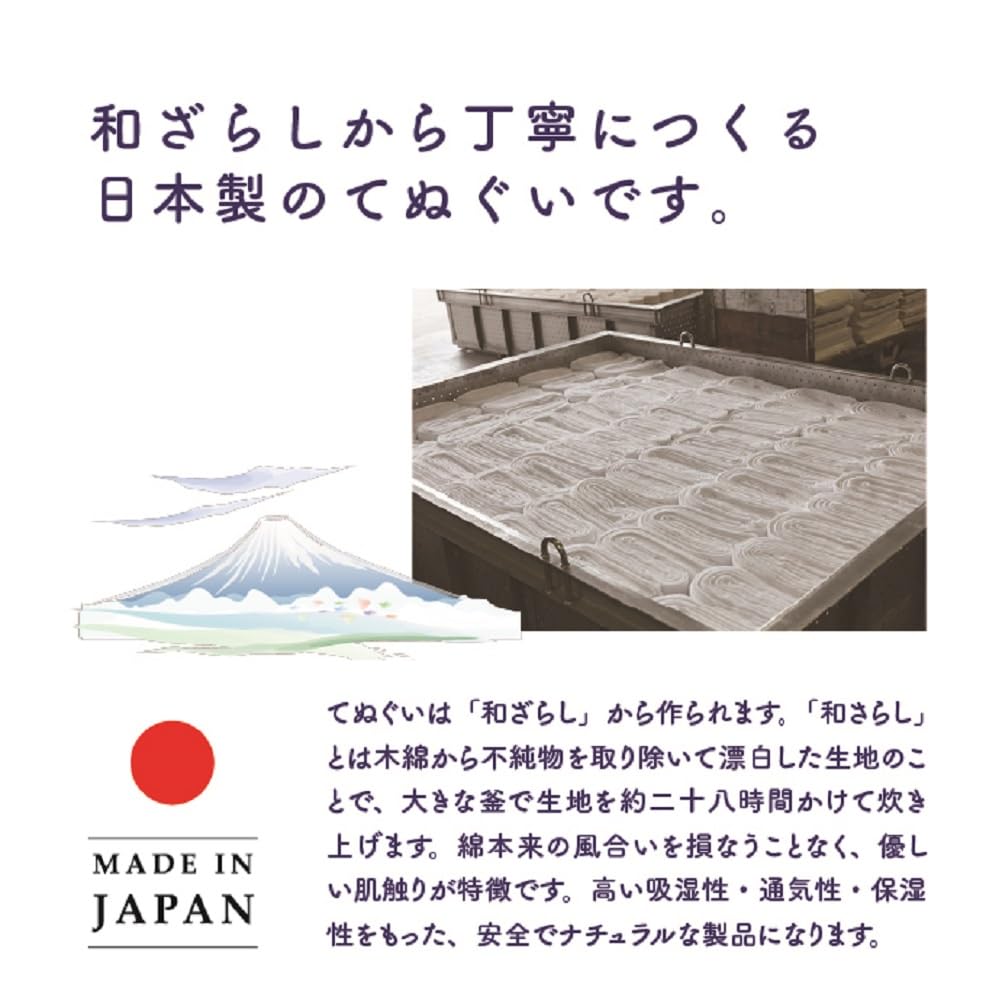 Fukutoku Sangyo Tenugui Navy 33 x Set of Made in Ready to Saiwa Tenugui (Tenugui) - Plain, 100% Cotton, Blue, 100cm, 2, Japan, Use, Soft,