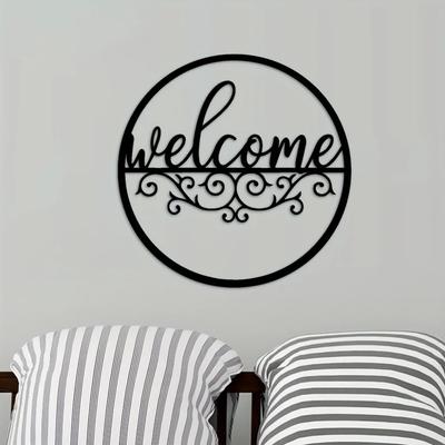 1pc Metal Welcome Sign for Front Door - Black Wall Decor for Indoor/Outdoor | Perfect for Front Porch, Living Room, Home Accent
