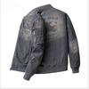 Pánská džínová bunda Vintage Slim-fit Motocyklová Vyšívaná Zipová Ležérní Bunda Kabát