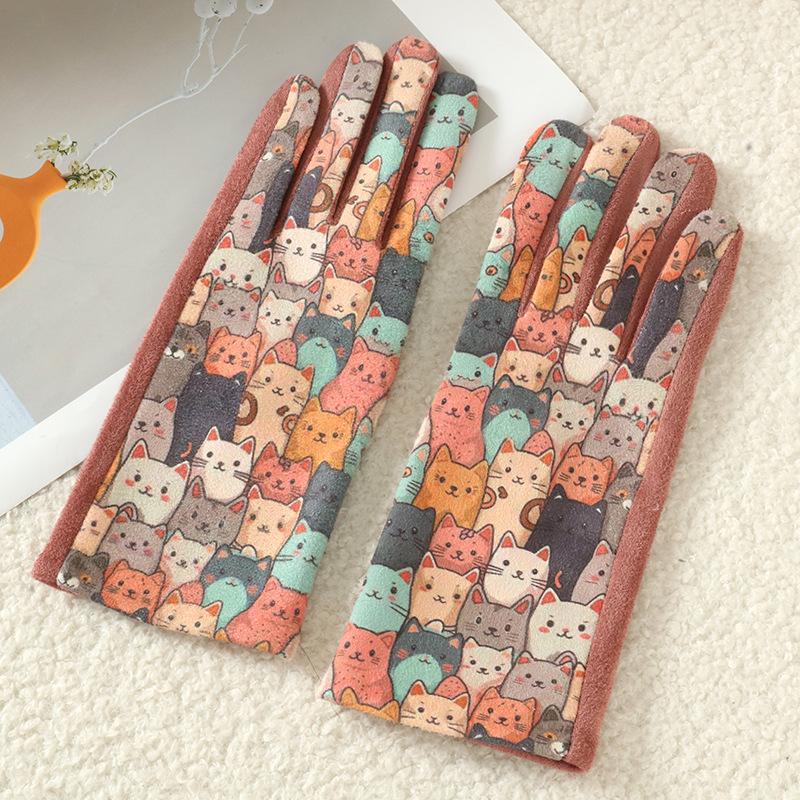 

Cartoon Cat Dog Touchscreen Gloves for Women Winter Thickened Warm Suede Gloves Cute Student Windproof Cold Proof Accessories One Size