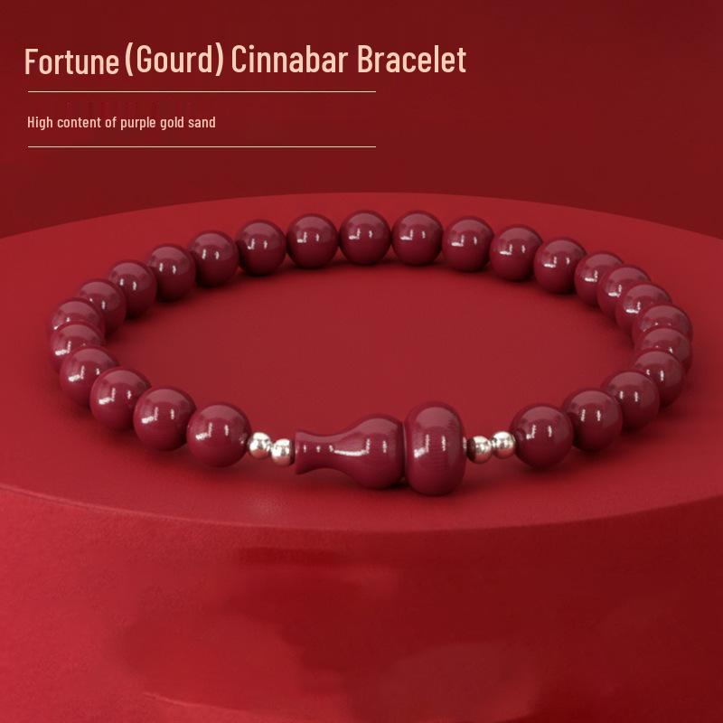

Genuine Natural Cinnabar Amulet with Purple Gold Sand Women s Bracelet Gift Normal Content Purple Gold Sand