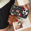 Korean Style Embroidered Puppy Phone Case for iPhone 17 Pro Max with Pendant, Compatible with iPhone 15/14