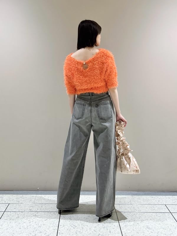 Lily Brown Fringe Feather Knit Top LWNT251059 ORG Women's