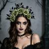 Versatile Hair Accessory for Photography Halloween Rose Headband, Flower Leaf Crown Hoops Bands, Fashionable Floral Gothic Headpiece Hairband Cosplay