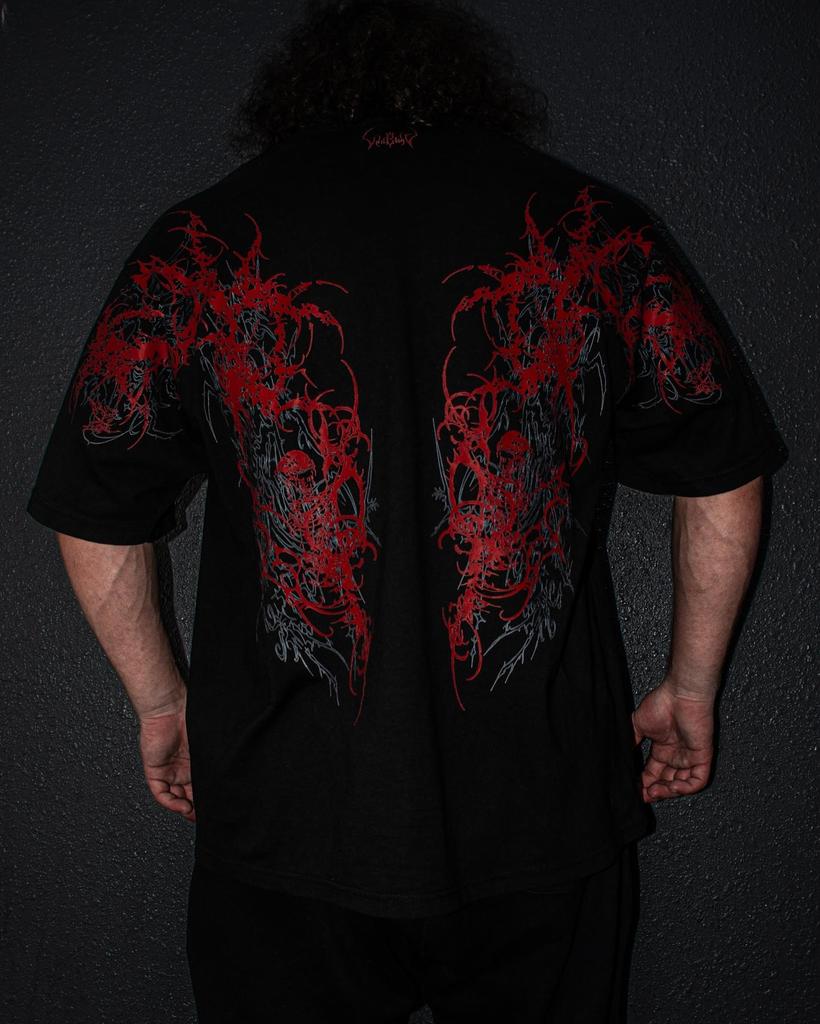 Y2K Black T Shirt With White Horror Pattern Skulls Snakes Spider Design Unique Gothic Style Street Trendy Dark Aesthetic Top