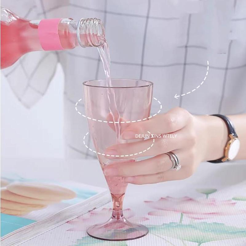 6 Pcs /set Outdoor Portable Red Wine Glass Set Food-grade Plastic Water Cup Picnic Champagne Cup Set Home Drinking Utensils
