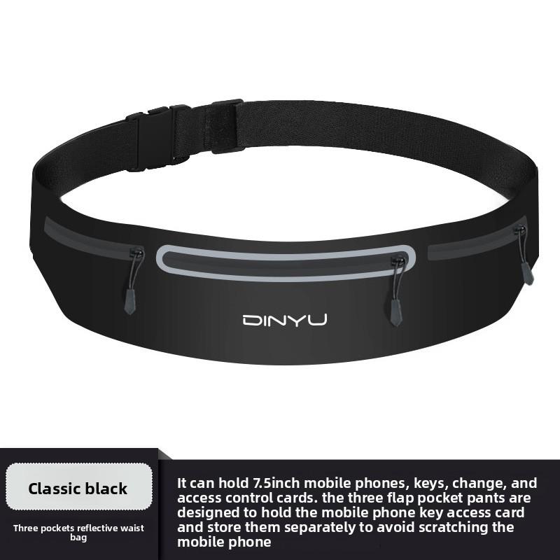 

Легкая водонепроницаемая спортивная поясная сумка для бега, унисекс, регулируемый фитнес-ремень для активного отдыха Free size чёрный