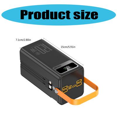 120W Mobile Power Adapter Battery Charger With PD20W and Type Cable 3000mAh/6000mAh and LED Light For Multiple Devices