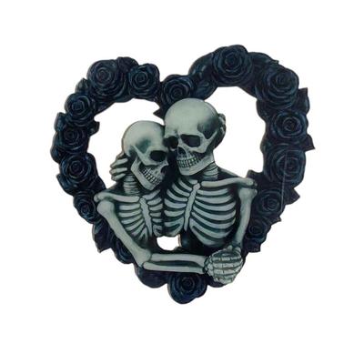 Halloween Skelett Kranz Herzförmiger Skelett Kranz für Halloween Türdekoration