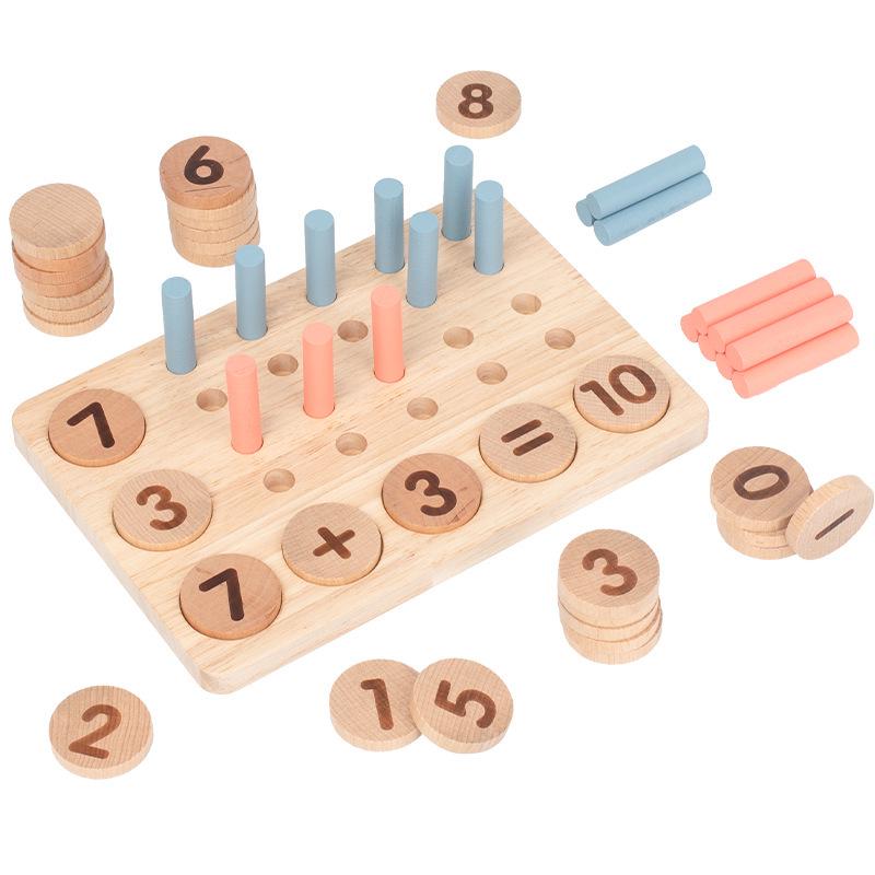 

Children s Early Education Math Board: Ten-Digit Counter, Number Matching, Building Blocks, Addition & Subtraction Educational Toy.